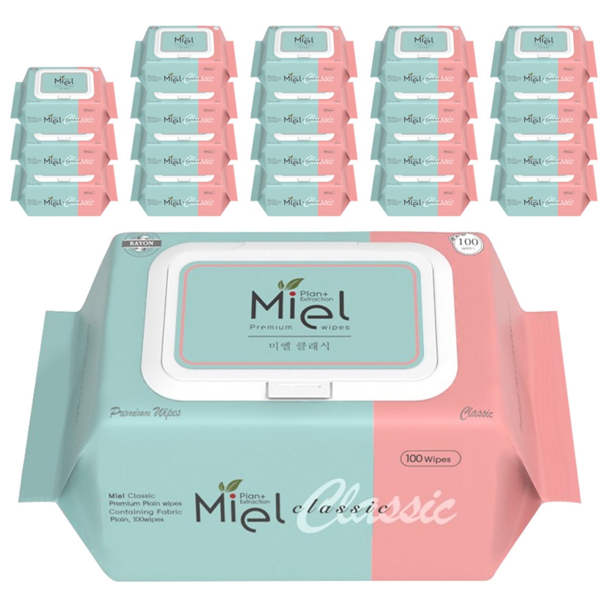 미엘 클래식 물티슈 캡형, 50g, 100매, 20개