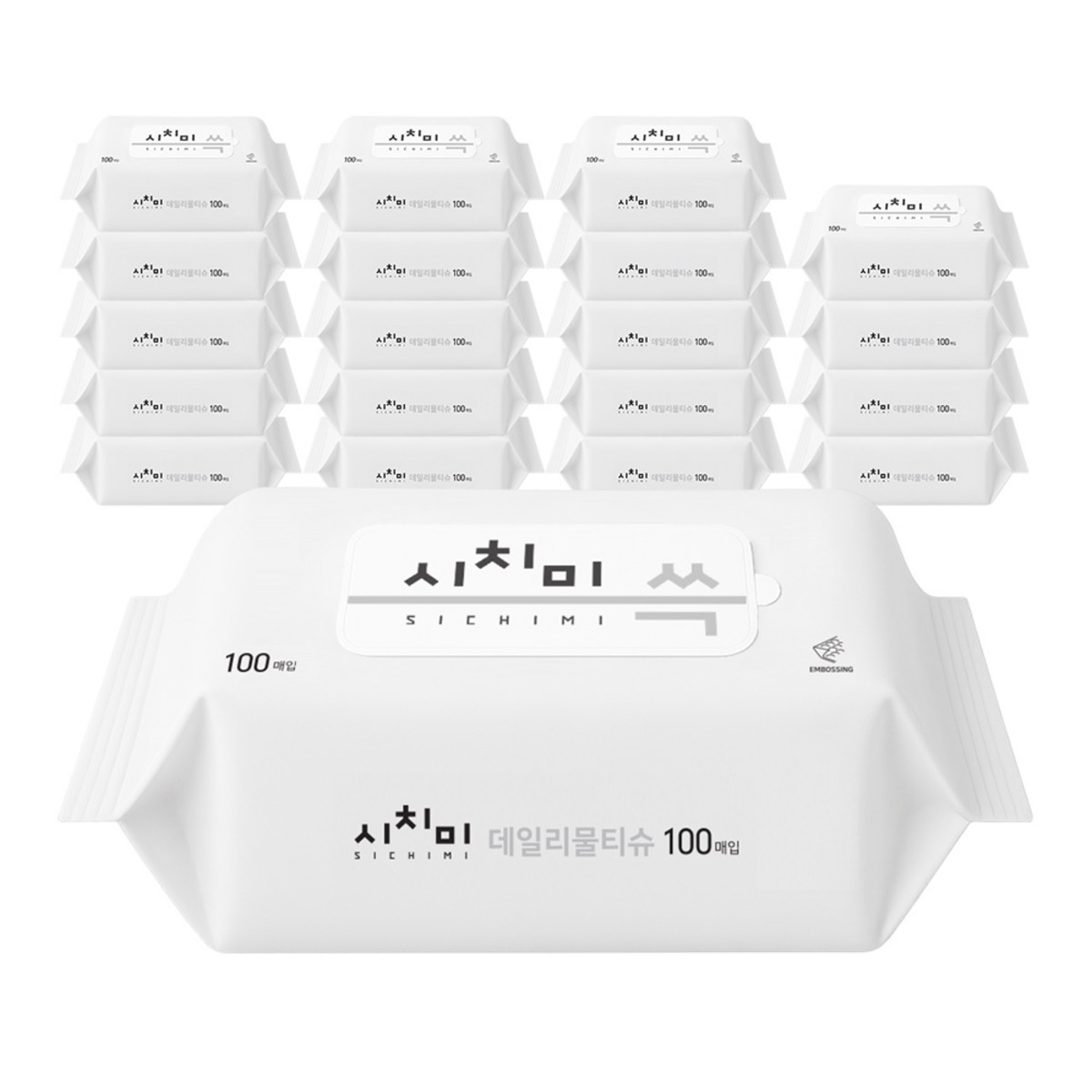 시치미 데일리 물티슈 리필형, 50g, 100매, 20개