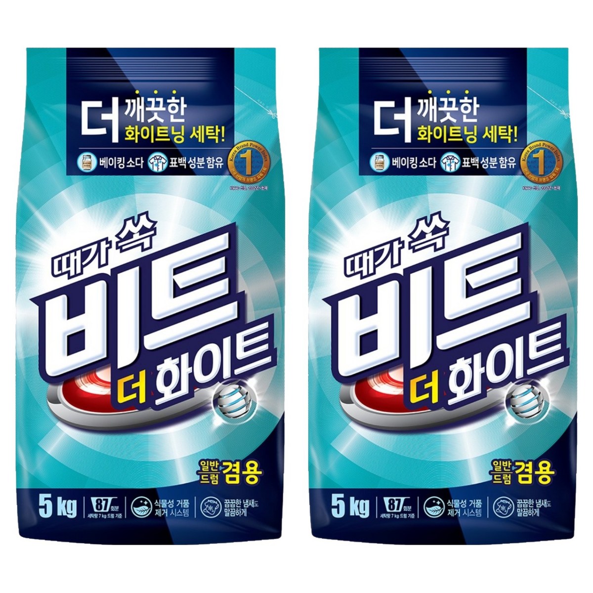 비트 더 화이트 분말세제 본품, 5kg, 2개