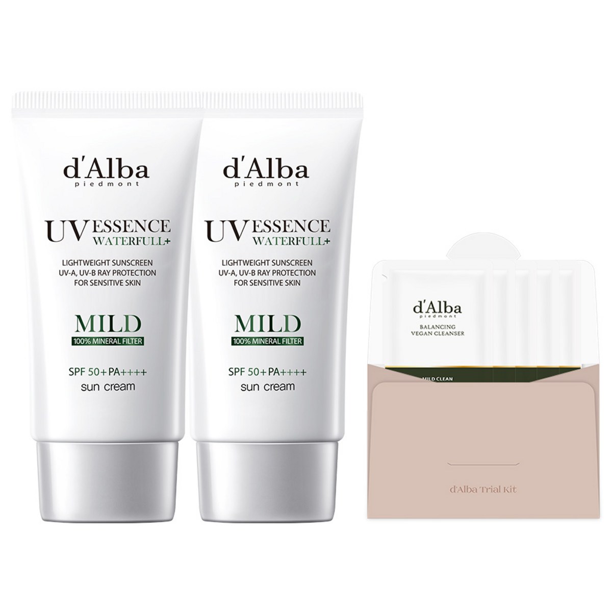 달바 워터풀 마일드 선크림 SPF50+ PA++++ 50ml 2p + 샘플 키트 15ml 세트, 1개