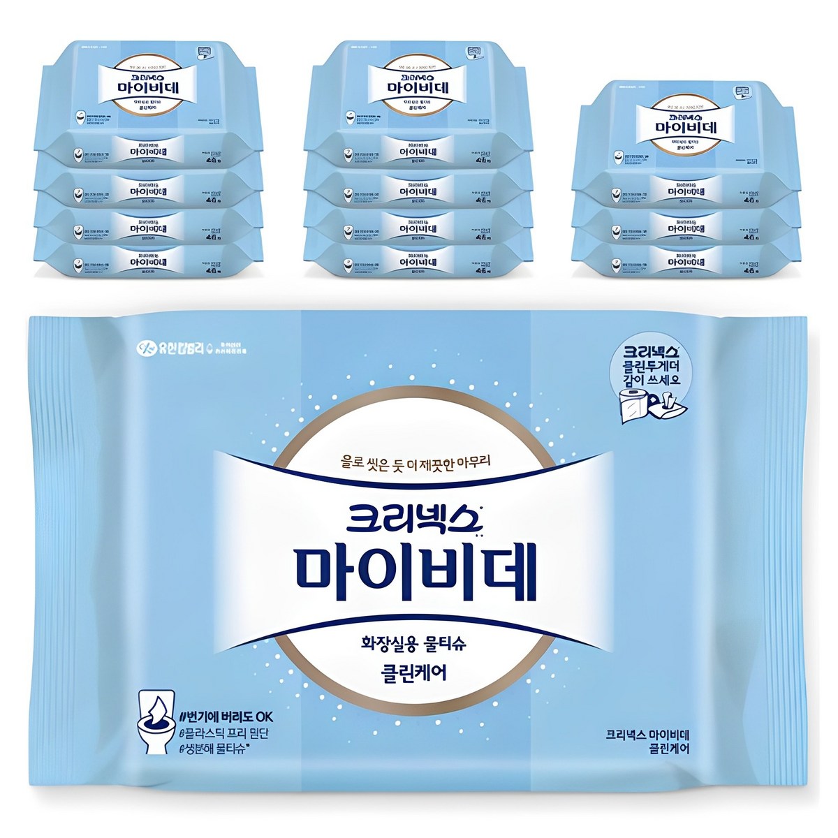 마이비데 클린케어 화장실용 비데티슈 휴대형, 55g, 46매, 12개